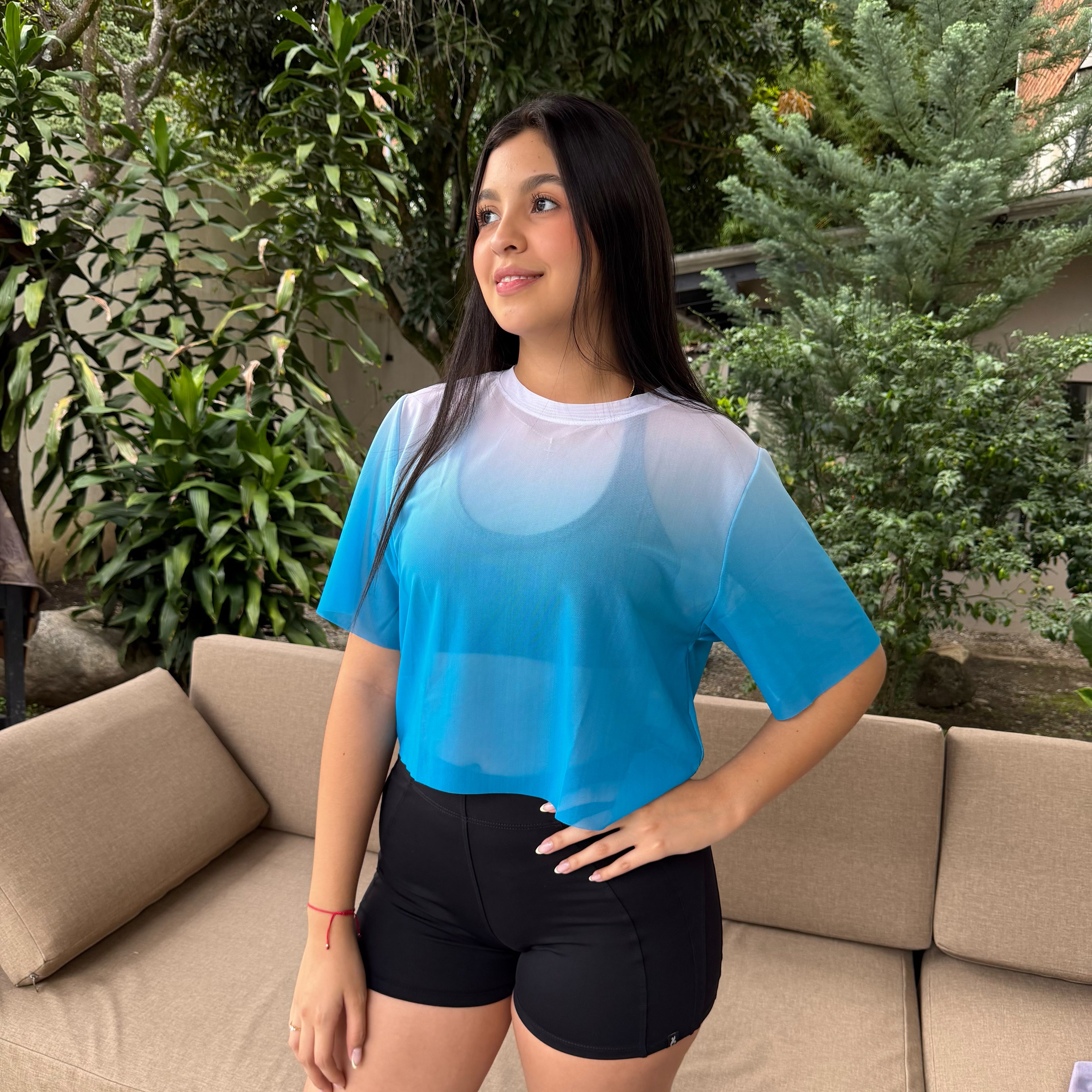 CROPTOP CON MANGAS MALLA DAMA
