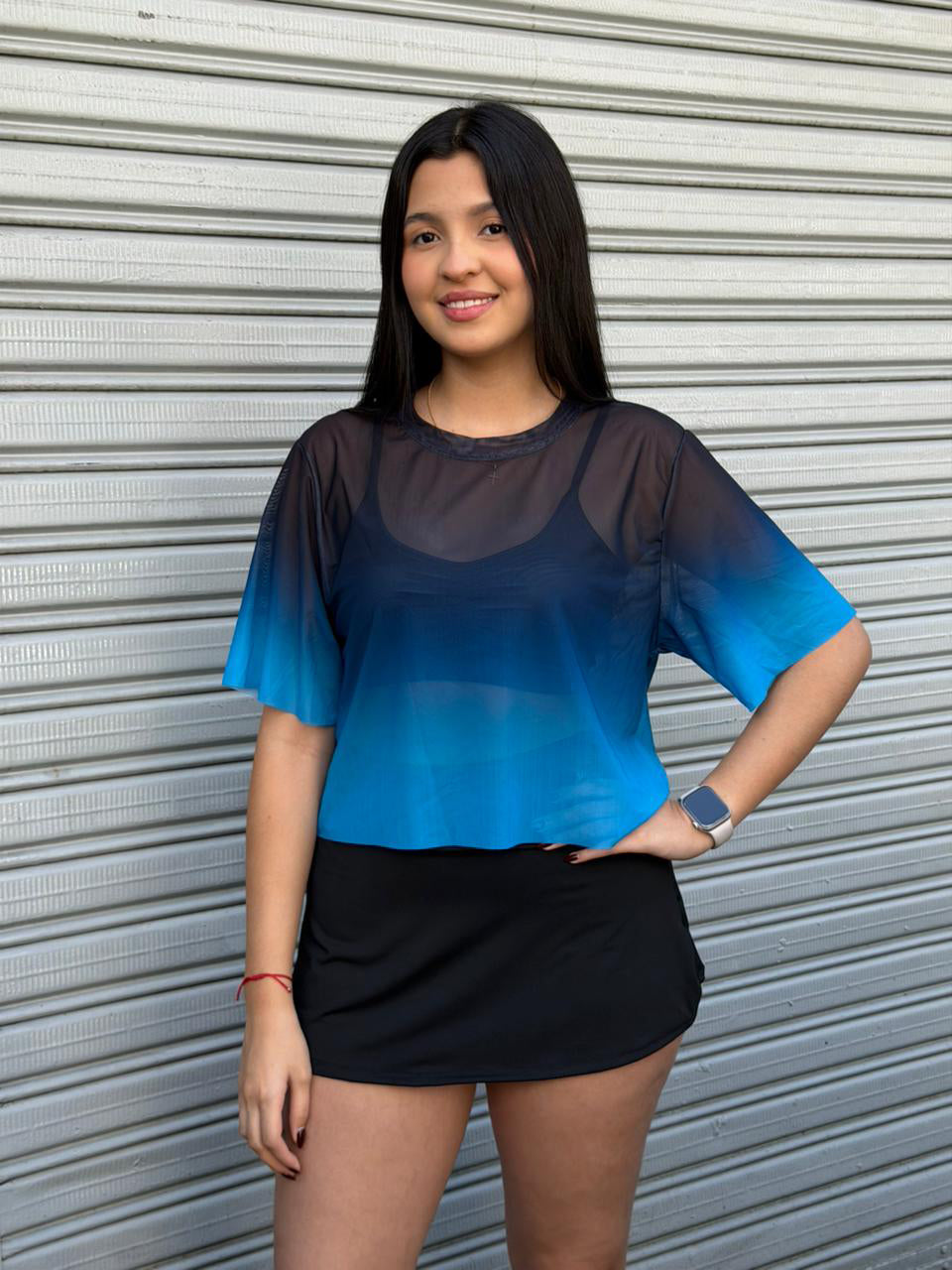 CROPTOP CON MANGAS MALLA DAMA