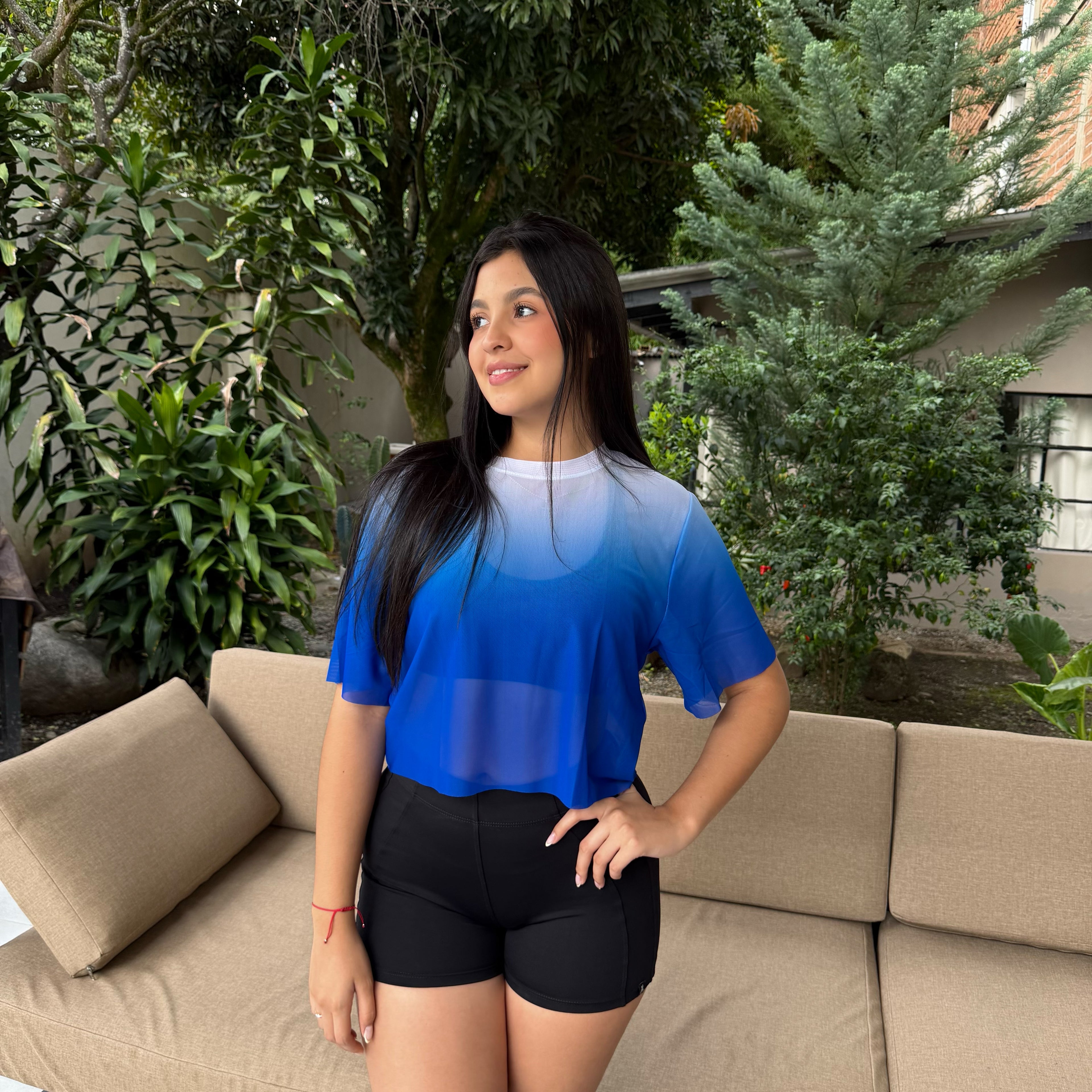 CROPTOP CON MANGAS MALLA DAMA