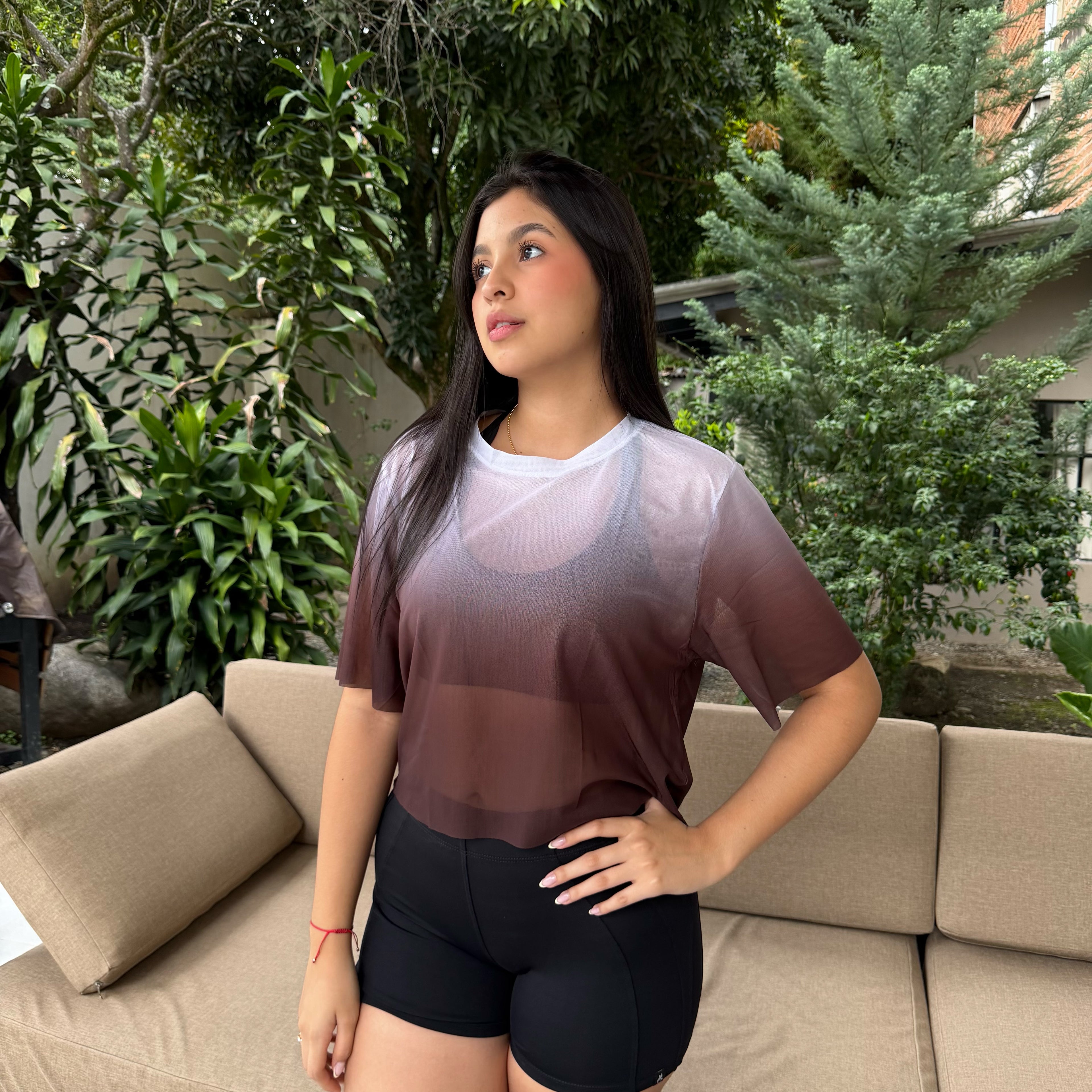CROPTOP CON MANGAS MALLA DAMA