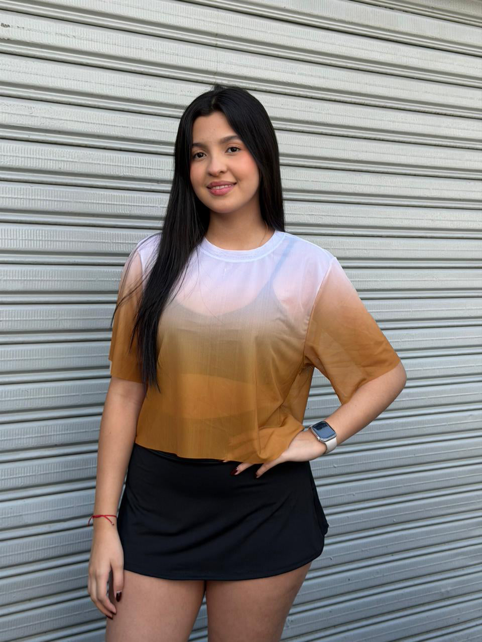 CROPTOP CON MANGAS MALLA DAMA