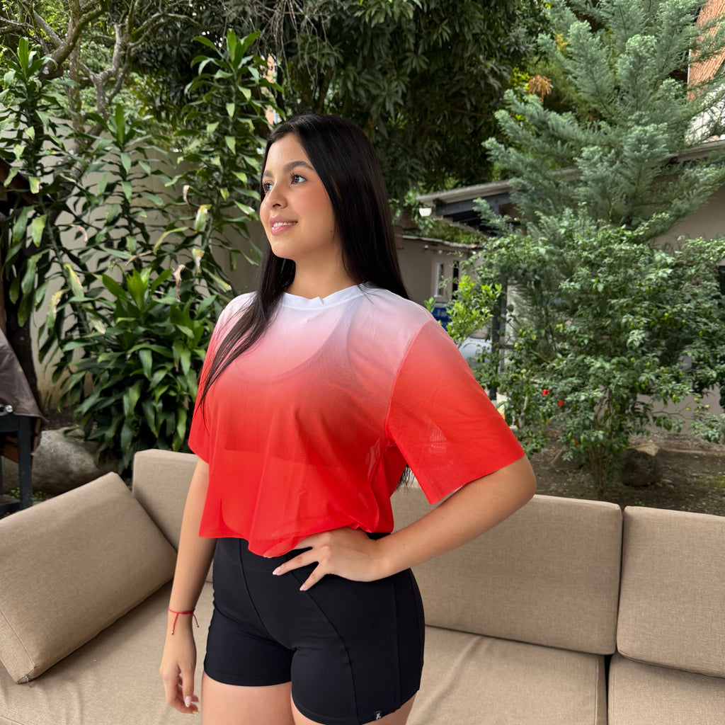CROPTOP CON MANGAS MALLA DAMA
