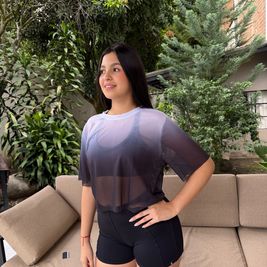 CROPTOP CON MANGAS MALLA DAMA