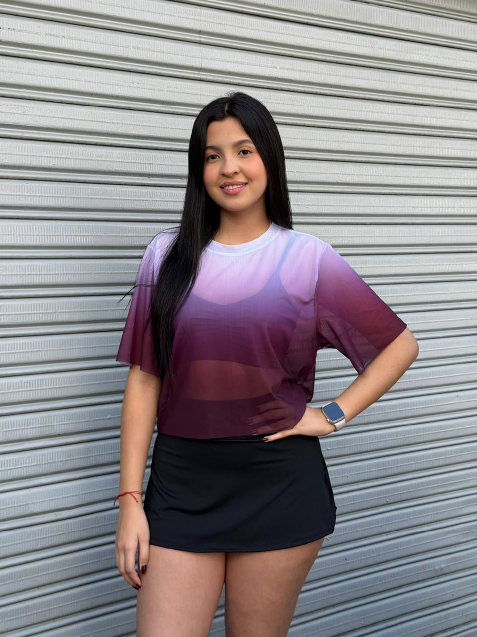CROPTOP CON MANGAS MALLA DAMA