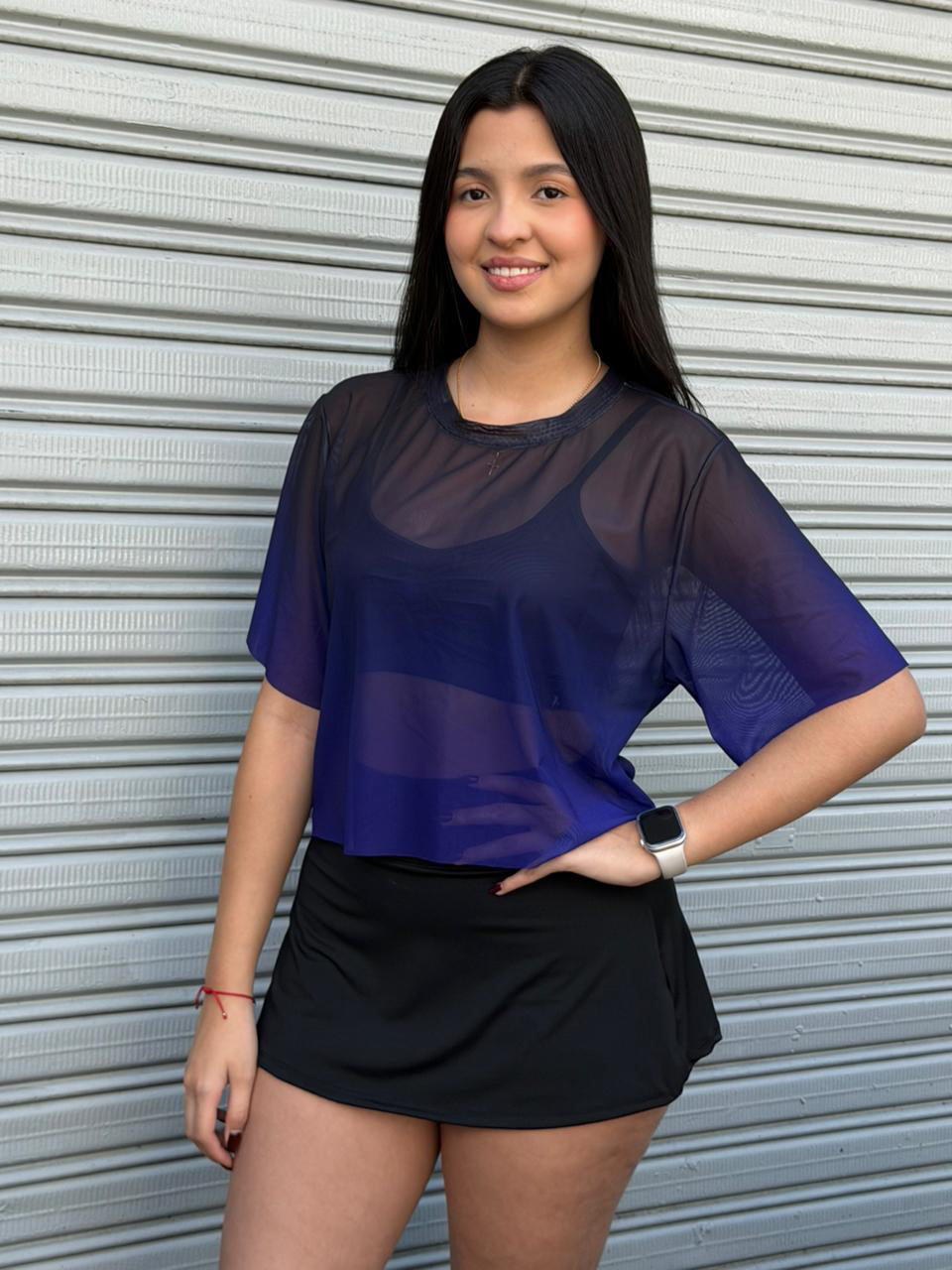 CROPTOP CON MANGAS MALLA DAMA