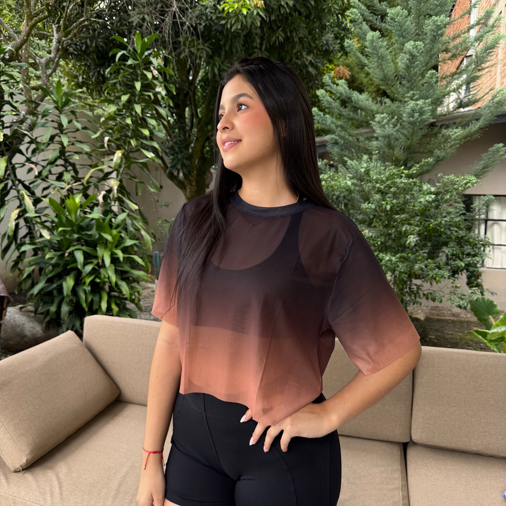 CROPTOP CON MANGAS MALLA DAMA