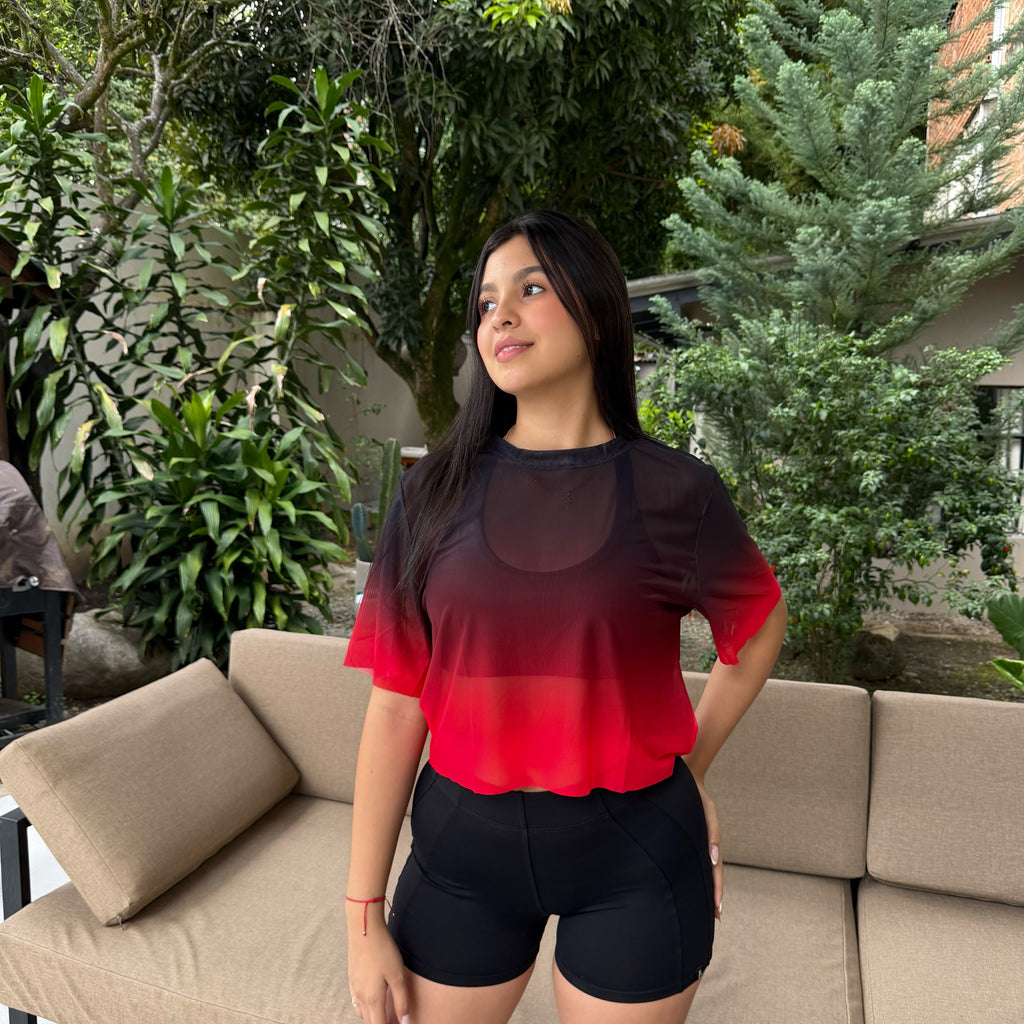 CROPTOP CON MANGAS MALLA DAMA