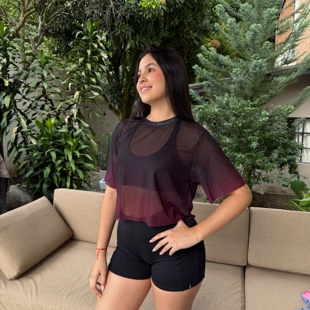 CROPTOP CON MANGAS MALLA DAMA