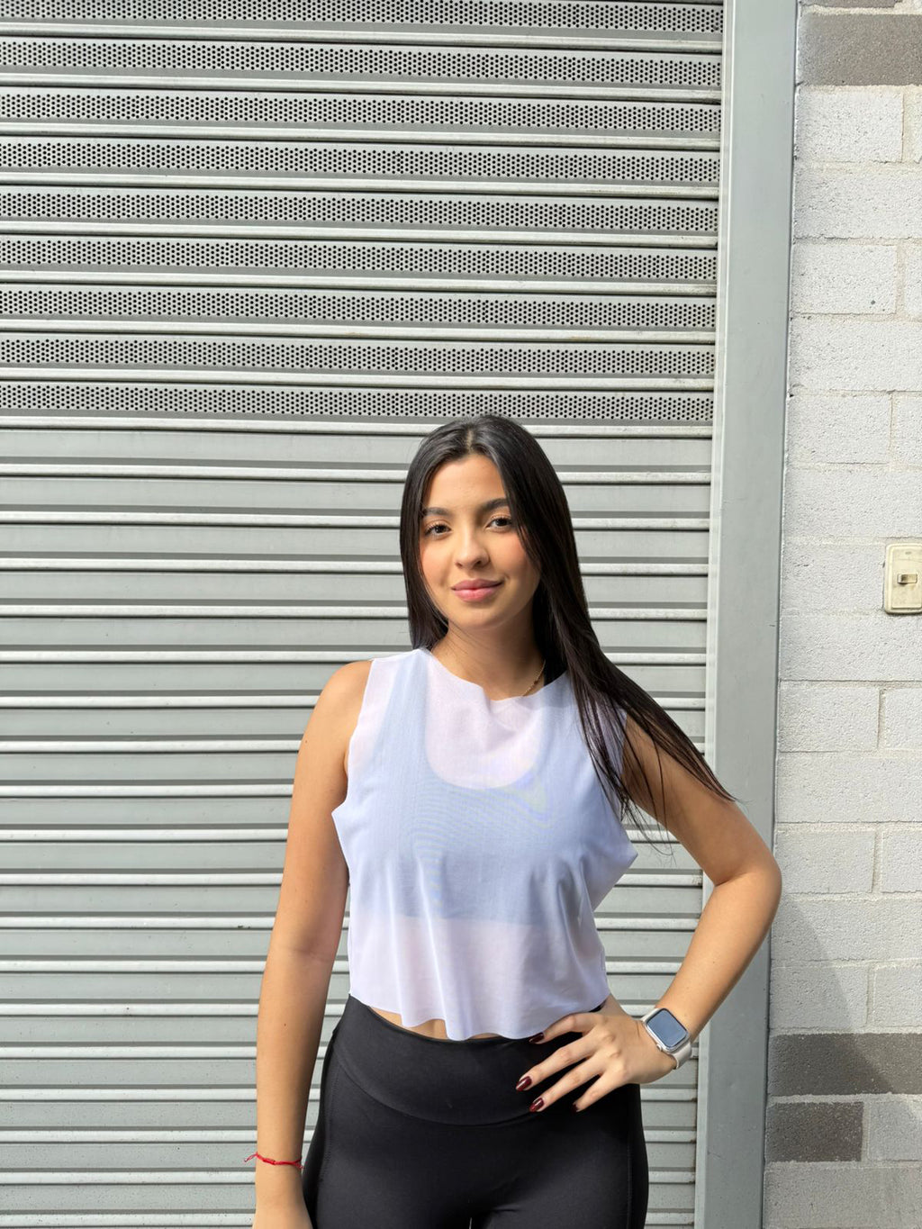 CROPTOP SIN MANGAS MALLA DAMA