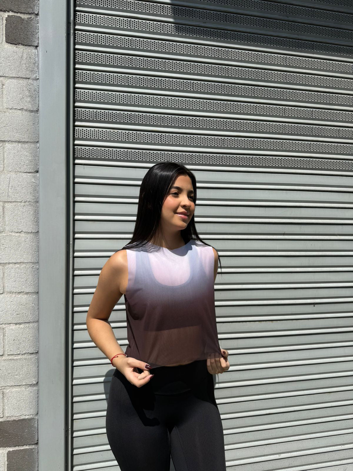 CROPTOP SIN MANGAS MALLA DAMA