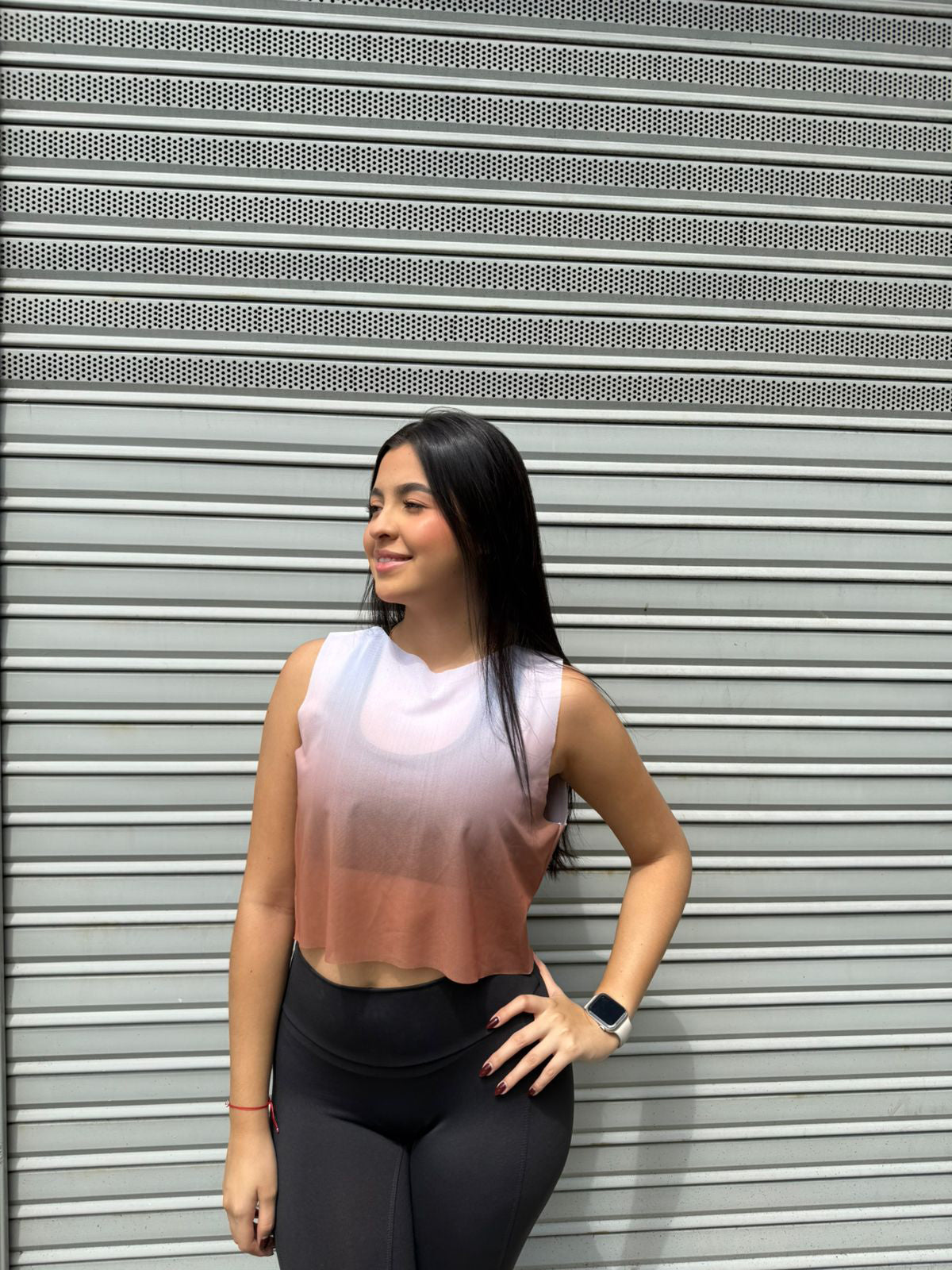 CROPTOP SIN MANGAS MALLA DAMA