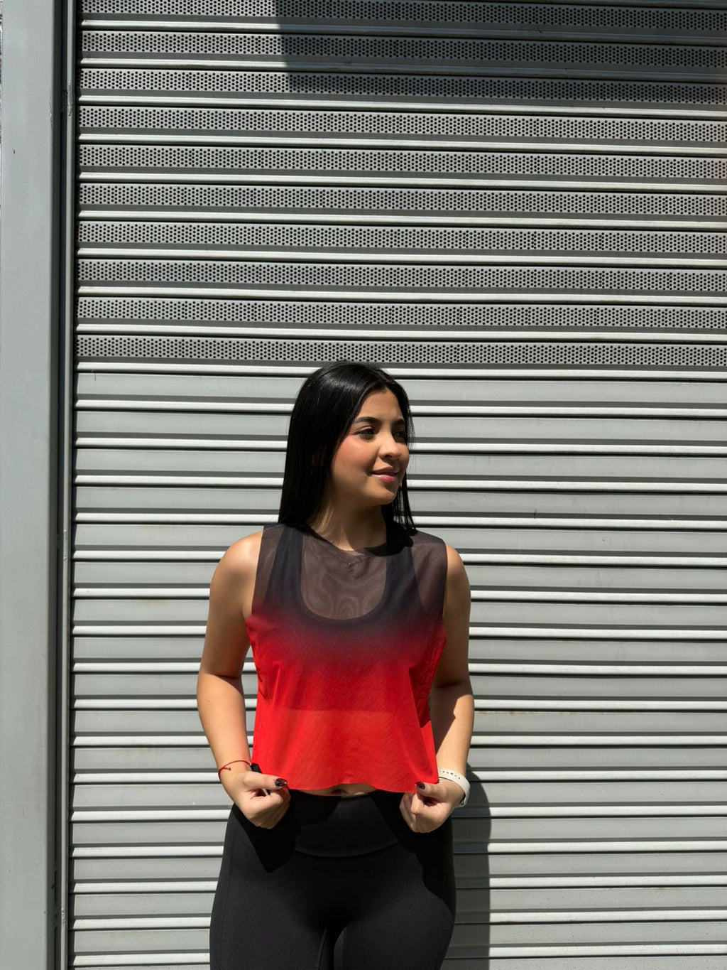 CROPTOP SIN MANGAS MALLA DAMA