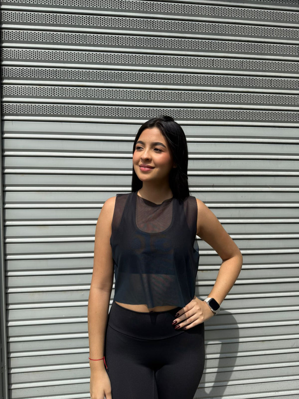 CROPTOP SIN MANGAS MALLA DAMA
